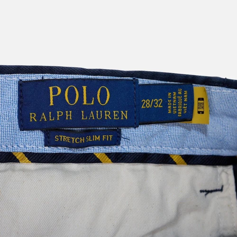 Polo Ralph Lauren Mens Navy Blue Stretch Slim Fit Chino Pants 28x32 Cotton Blend